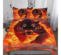 Tiger Duvet Cover Set 2 Pieces, 3D Print Bedding Comforter Cover with Pillowcases Soft Microfiber Easy Care Quilt Cover for Boys Girls Kids Bedroom Single (135x200cm)