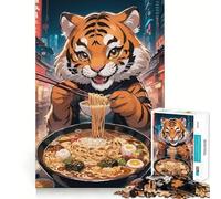 Tiger Eating Ramen 1000 Piece Jigsaw Puzzles for Adults Jigsaw Strong Logic Toy Group Play Clear Edge Perfect Present 50x75cm