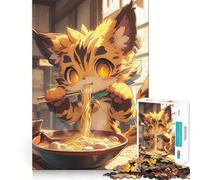 Tiger Eating Ramen Jigsaw Puzzles for Teenagers 1000 Piece Mind Skill Toy Simple Fun Design Assembly Memorable Gift 38x52cm