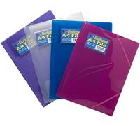 Tiger Elasticated A4 3 Flap File - Assorted Colours - Single