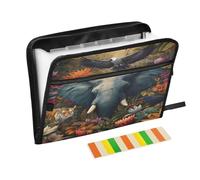Tiger Elephant Tropical Rainforest Expanding File Folder A4,13 Pockets File Organiser, Paperwork A4 Plastic Wallet Document Storage Expander for School,Office and Home
