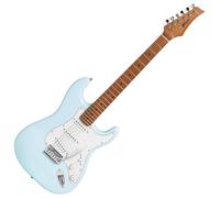 Tiger ELG-LBL Full Size Electric Guitar - Roasted Maple Neck, Versatile SSS Pickups (3x Single coil Pickups), Light Blue - Suitable for All Playing Styles