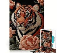 Tiger Embroidery Art 1000 Teenager Pieces Jigsaw Puzzle Brain Challenge Toy Home Activity Clear Cut Heartfelt Gift 38x52cm
