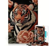 Tiger Embroidery Art Jigsaw Puzzles for Adults 1000 Piece Enhance Recall Leisure Time Exact Edge Festival Gift 50x75cm