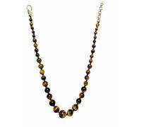 Tiger Eye Beaded Necklace with Gold-Tone Clasp | Natural Gemstone Beads, Graduated Bead Design, Inner Strength Stone, Good Fortune Crystal, Stress Relief Properties