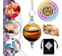 Tiger Eye Crystal Dowsing Pendulum - Sephoroton Radiesthesia Divination Pendant - Natural Stone