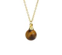 Tiger Eye Crystal Necklace with Golden Chain,Essential Oils Diffuser Necklaces for Women Fshion Small Ball Pendant Chork Amulet Jewelry Gifts for Girls Birthday Christmas Tiger Eye