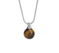 Tiger Eye Crystal Necklace with Silver Chain,Essential Oils Diffuser Necklaces for Women Fshion Small Ball Pendant Chork Amulet Jewelry Gifts for Girls Birthday Christmas Tiger Eye