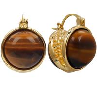 Tiger Eye Earrings for Women Gold Chunky Dangle Earrings, Vintage Brown Gemstone Copper Jewelry, Boho Chic Statement Earrings for Party Travel Wedding Gift