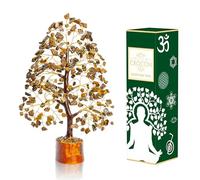 "Tiger Eye Gemstone Tree of Life - Crystal Tree for Positive Energy, Feng Shui Decor - Chakra Money Bonsai Tree, Good Luck Healing Crystals - Meditation Stones, Spiritual Unique Gift 10-12"""
