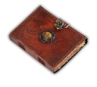 Tiger Eye Gemstone Vintage Leather Bound Journal for Men and Women, Artist Sketch Book Christmas Travel Gift Writing Notebook, Old Deckle Diary with Unlined Blank Medieval Paper