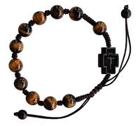 Tiger Eye & Jujube Wood Adjustable 8mm Rosary Bracelet