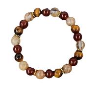 Tiger Eye Red Crystal Stone Wealth Luck Stretch Bracelet For Men Women Unisex Adjustable Beaded Jewelry (Brown, length-19cm)