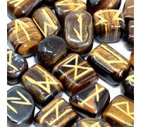 Tiger Eye Rune Stone Set In Pouch - Mystical Divination & Tarot Tools