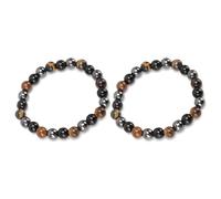 Tiger Eye Stone Bracelet, Black Stone Bracelet Wearable Triple Protection Great Men (Agate)