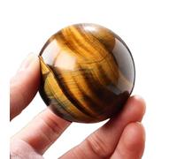 Tiger Eye Stone Crystal Ball Polished Gemstone Sphere Prop Ornament for Feng Shui Divination Fortune Telling Tabletop Fountain Decoration,9cm