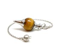 Tiger Eyes Pendulum | Universal Waterdrop Radiesthesia Divinatory Crystal Pendulum with High Vibrational Quality | 4cm Pink Quartz Dowsing Pendulum | 17cm Chain Included