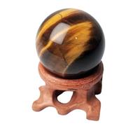 Tiger Eyes Stone Decorative Ball with Stand - Natural Crystal Quartz Healing Sphere for Photography, Wealth, and Success