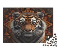 Tiger Face Art-Ornate Pattern Style 1000 Piece Puzzles for Adults with No Reflection Colourful Jigsaws Tiger Gaze As A Brain Training Puzzle for Wall Decoration And Gifts 70x50cm/1000pcs