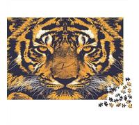 Tiger Face Art-Wild Animal Illustration Family Puzzles 1000 Pieces with High Definition Print Centenary Jigsaws Geometric Tiger for A Sustainable Hobby As Wall Art Puzzle 52x38cm/1000pcs