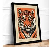 Tiger Face Direct Geometric Framed Wall Art Print A4 Black