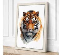 Tiger Face Forward Botanical Canvas Wall Art Print 30x20 Inch