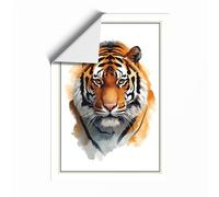 Tiger Face Forward Botanical Unframed Wall Art Print A2 (59.4×42cm), Wall Decor for Living Room, Bedroom, Office & Home, Art Gift