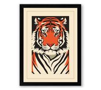Tiger Face Forward Graphic Art Framed Wall Art Print A2 (59.4×42cm) Black, Wall Decor for Living Room, Bedroom, Office & Home, Ready to Hang, Art Gift