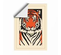 Tiger Face Forward Graphic Art Unframed Wall Art Print A2 (59.4×42cm), Wall Decor for Living Room, Bedroom, Office & Home, Art Gift