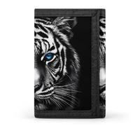 Tiger Face Men's Trifold Wallet with Zipper Minimalist Credit Card Holder Casual Coin Purse Anniversary Birthday Gift