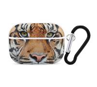 Tiger Face Print Case Cover for AirPods Pro Case 2nd/1st Generation with Key Chain Full Protective Durable Shockproof Wireless Headphone Case PC Hard