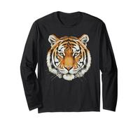 Tiger Face Retro Jaguar Art Vintage Jungle Portrait Long Sleeve T-Shirt