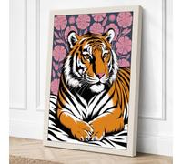 Tiger Facing Forward Boho Canvas Wall Art Print 18x12 Inch (46 x 30 cm)