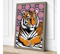 Tiger Facing Forward Boho Canvas Wall Art Print 30x20 Inch (76 x 51 cm)