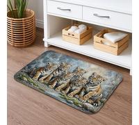 Tiger Family Quick Dry Bath Mat, Artistic Animal Print Absorbent Non Slip Shower Mat, Nature Inspired Washable Bath Rugs for Bathroom Toilet Restroom Decorative 16x24 Inch