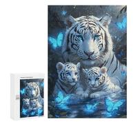 Tiger Family with Butterfly Funny Wooden Picture Vertical Version Puzzle Wood Jigsaw Creative Gift for Adults And Family Game