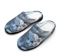 Tiger Family with Butterfly Men's Cotton Slippers Size Cozy Memory Foam Soft Lightweight House Shoes Size7-14