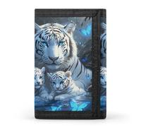 Tiger Family with Butterfly Men's Trifold Casual Credit Card Holder Wallet with Id Window Minimalist Coin Purse