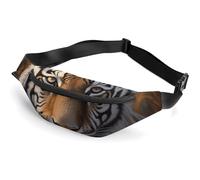 Tiger Fanny Packs with Zipper, Personalized Waist Bags with Multiple Pockets, Adjustable Sling Bag for Travel, Waterproof Belt Bag, Crossbody Bags for Unisex