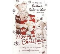 Tiger Feet Studios Brother and Sister-in-Law Christmas Card, 18 x 27 cm, White Teddy Bear Design