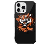 Tiger Fierce Mom Glass Case Compatible with iPhone 16 Plus Pro Max Protective Cover
