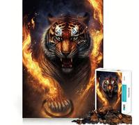 Tiger Fire 1000 Piece Jigsaw Puzzles for Adults Jigsaw Memory Lift Slow Enjoy Image Assembly Creative Gift (38x52cm)