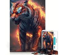 Tiger Fire 1000 Piece Jigsaw Puzzles for Adults Jigsaw Thought Toy Indoor Fun Accurate Edge Art Collectible (38x26cm)