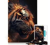 Tiger Fire 1000 Pieces Jigsaw Puzzles for Teenagers Cognitive Toy Gentle Leisure Pattern Assembly Fine Art Piece (50x75cm)