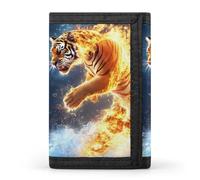 Tiger Fire and Water Men's Trifold Casual Credit Card Holder Wallet with Id Window Minimalist Coin Purse