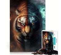Tiger Fire Jigsaw Puzzles 1000 Pieces for Teenagers Think Game Peaceful Time Quality Edge Perfect Present (38x26cm)
