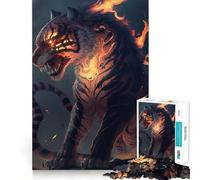 Tiger Fire Jigsaw Puzzles for Adults 1000 Piece Memory Boost Cozy Time Pattern Assembly Santa Wish List (38x26cm)
