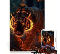 Tiger Fire Jigsaw Puzzles for Adults 1000 Pieces Brain Challenge Toy Quiet Fun Precise Cut Wall Art Decor (38x26cm)