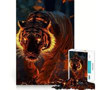 Tiger Fire Jigsaw Puzzles for Adults 1000 Pieces Brain Challenge Toy Quiet Fun Precise Cut Wall Art Decor (38x26cm)