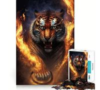 Tiger Fire Jigsaw Puzzles for Teenagers 1000 Brain Workout Toy Simple Fun Image Assembly Cherished Gift (50x75cm)